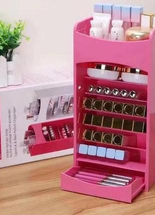 Вертикальный органайзер для косметики cosmake lipstick & nail polish organizer № b47 розовый