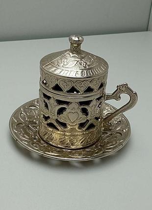 Таця б/к набір таця месени 2 підсклянники 2 блюдця в східному стилі металевий