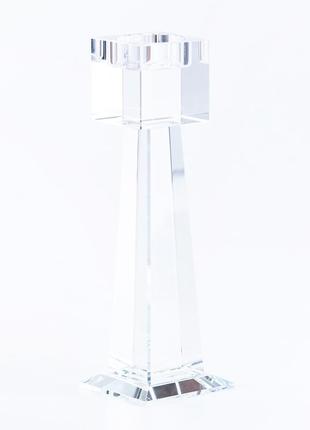 Подсвечник стеклянный высокий 20.5 см на конусной граненной ножке