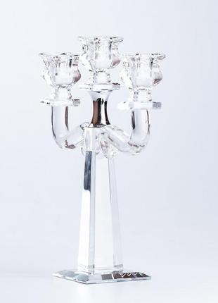 Підсвічник канделябр  26 см на 3 свічки склянний високий4 фото