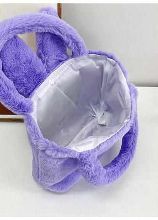Сумка детская плюшевая заяц фиолетова3 фото