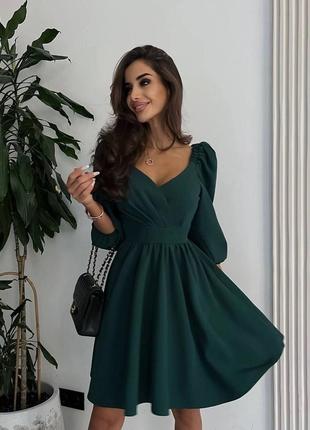 Платье на вечер / платье в офис 💕 платье до колена 💕 зумрудное платье 💕 зеленое платье