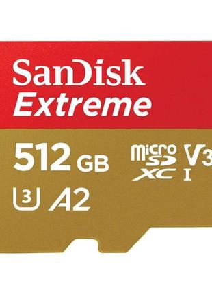 Microsdxc (uhs-1 u3) sandisk extreme a2 512gb class 10 v30 (r190mb/s,w130mb/s) (adapter sd)