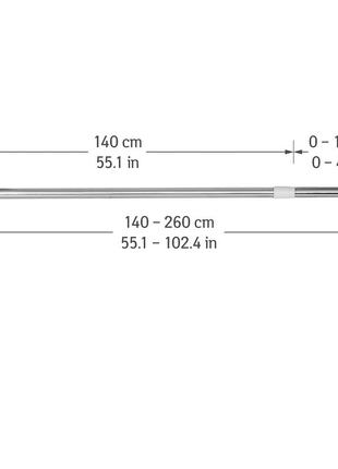 Карниз для душу tatkraft oscar телескопічний нержавіюча сталь та пластик 140х260 см d2.5 см (14299)2 фото