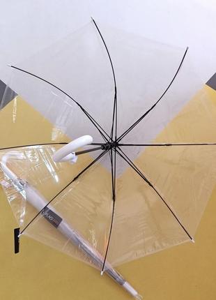 Дитяча парасоля прозора грибком з білою ручкою4 фото