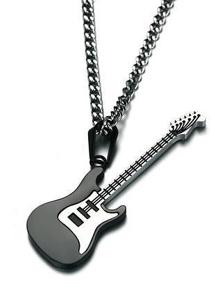 Мужской кулон цепочка гитара украшения бижутерия черный fender stratocaster