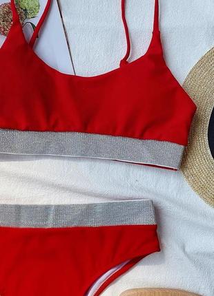 Купальник червоний сексуальний із гумкою комплект білизни для купання літній2 фото