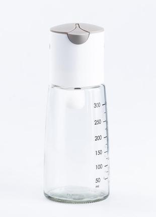 Кухонна пляшка для оцту та олії з гравітаційною кришкою, 300 мл, скло, сірий пластик2 фото