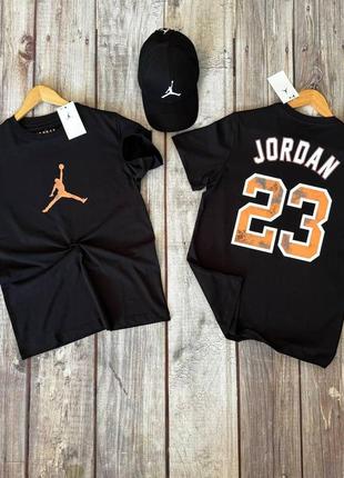 Мужская футболка jordan черная хлопковая тенниска джордан спортивная на лето (b)