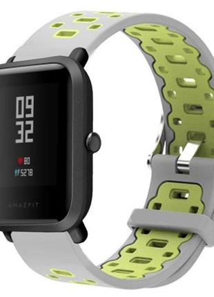 Спортивний ремінець primo perfor classic для годинника xiaomi huami amazfit bip / amazfit gts - grey&green1 фото