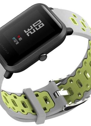 Спортивный ремешок primo perfor classic для часов xiaomi amazfit bip/bip lite/amazfit bip gts  - grey&green2 фото