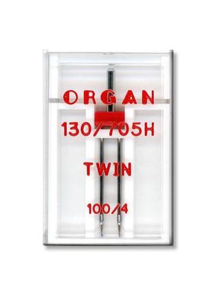 Иглы швейные двойные универсальные organ twin №100/4 пластиковый бокс для бытовых швейных машин