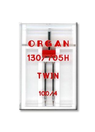 Иглы швейные двойные универсальные organ twin №100/4 пластиковый бокс для бытовых швейных машин (7038)