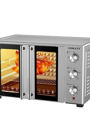 Духовка електрична настільна 50 л sokany sk-10027 електропіч для дому 1700 вт мультипіч