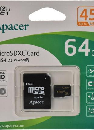 Карта памяти microsd apacer 64gb uhs-i class 10 (ap64gmcsx10u1-r)