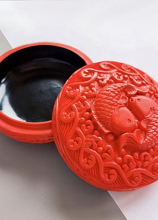 Різьблена лакова скринька для ювелірних виробів у ретро китайському стилі коропи кої