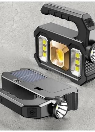 Ручной аккумуляторный фонарик с солнечной панелью torch kj-208t