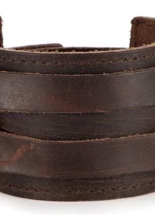 Чоловічий шкіряний браслет напульсник primo manjet - brown4 фото