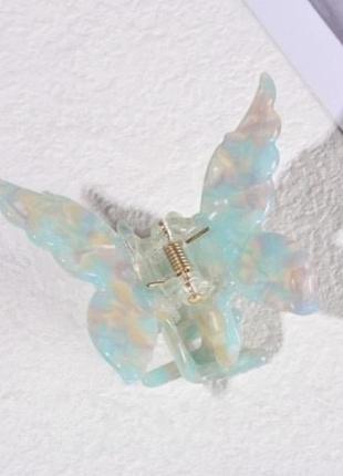 Заколка краб для волосся метелик перламутр блакитний вк020-1