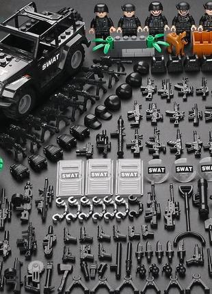 Конструктор фігурки чоловічки військові спецназ поліція swat з машиною джипом