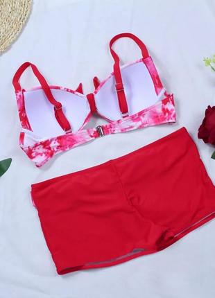 Купальник розовый шортиками комплект белья для купания летний2 фото