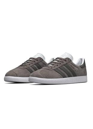 Мужские кроссовки adidas originals gazelle серые замшевые адидас газели весенние (b)4 фото