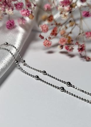 Жіночий срібний ланцюжок срібло 925 проби розмір 45 см перлинне плетіння кольє з кульками 1.91 г kuklik3