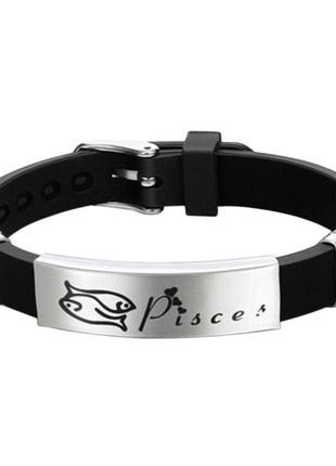 Силіконовий браслет primo zodiac - pisces (риби) - black