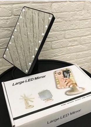Косметичне дзеркало з лід підсвічуванням для макіяжу large 22 led mirror (black)3 фото