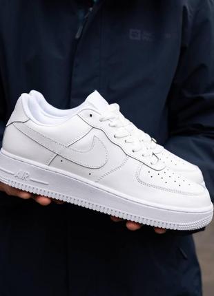 Мужские кроссовки nike air force кожаные белые найк аир форс демисезонные (b)7 фото