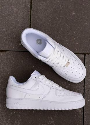 Мужские кроссовки nike air force кожаные белые найк аир форс демисезонные (b)6 фото