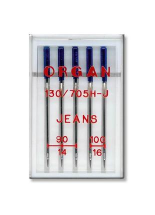 Иглы швейные для джинса organ jeans №90/100 пластиковый бокс 5 штук для бытовых швейных машин1 фото