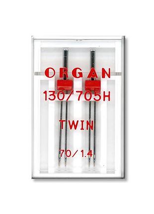 Голки швейні подвійні універсальні organ twin №70/1,4 пластиковий бокс для побутових швейних машин (7051)