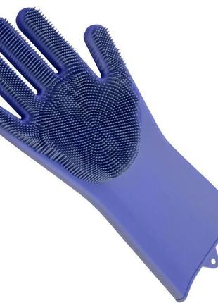 Перчатка для мойки посуды gloves for washing dishes (blue) / силиконовые перчатки для мытья и чистки