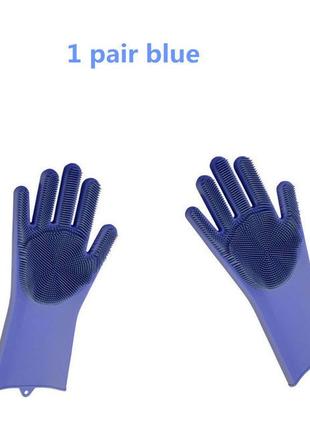 Рукавиця для миття посуду gloves for washing dishes (blue) / силіконові рукавички для миття та чищення4 фото