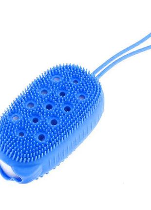 Мочалка массажная bath brush | массажер силиконовый для тела blue1 фото