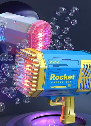 Генератор мыльных пузырей bazooka rocket bubble gun пулемет базука 100+ отверстий с подсветкой + 10 пакетов5 фото