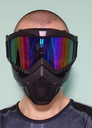 Защитная, маска, для, лыж, сноуборда, мото, вело, спорта, rainbow