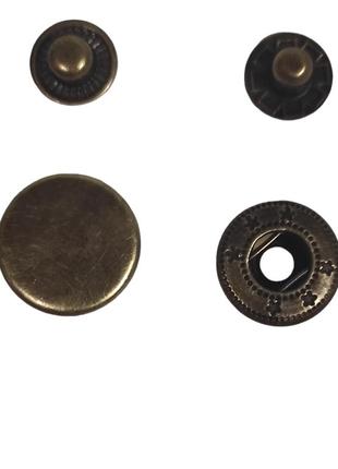 Кнопки металеві швейні галантерейні альфа 15мм 50 штук для одягу та інших виробів колір антик (6626)