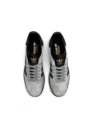 Мужские кроссовки adidas originals gazelle серые с черным замшевые адидас газели весенние (b)7 фото