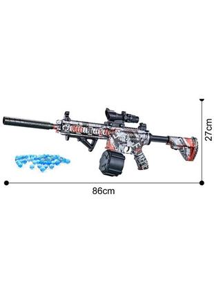 Игрушечный электрический автомат мини м416 граффити стреляет шариками орбизами 86 см