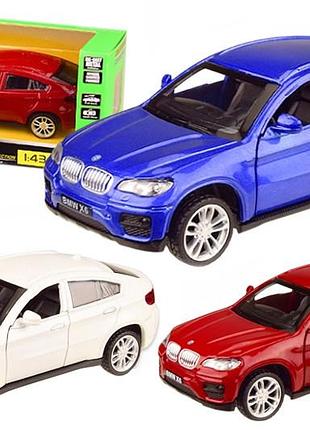 Машина металлическая 4306 автопром 1:43 bmw x6 3 цвета открывается дверь бмв