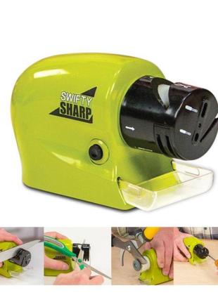 Електро-точилка sharpener for knives and scissors electric (green) | точило для ножів та ножиць на батарейках4 фото