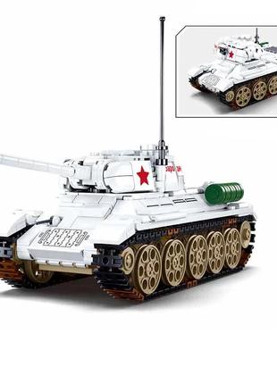 Конструктор легендарний радянський танк т34-85 друга світова війна в коробці 518 деталей з міні фігурками3 фото