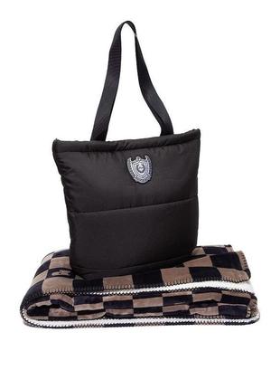 Набор сумка + плед victoria's secret quilted tote bag + plush blanket black