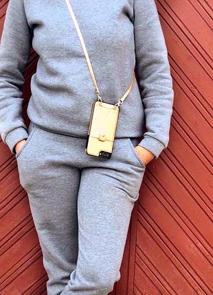 Чехол на ремешке золотистый с карманом для карты3 фото