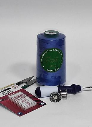 Нитки швейные универсальные 100% полиэстер 40/2 peri 4000 ярдов синие 241 (6594)