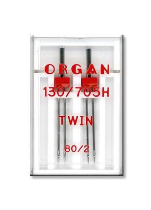 Голки швейні подвійні універсальні organ twin №80/2 пластиковий бокс для побутових швейних машин1 фото