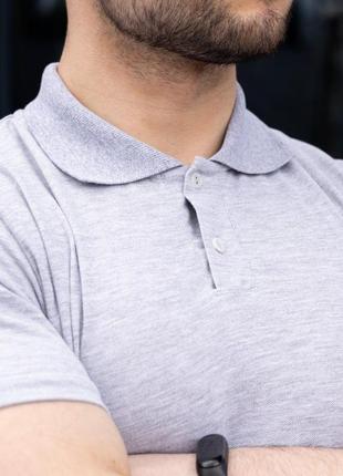 Чоловіча футболка поло сіра на літо теніска з коміром (b)3 фото