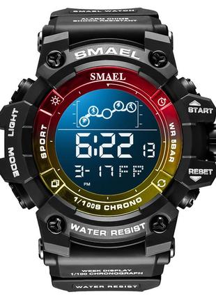 Годинник наручний smael 8082 original (black red yellow)-lvr  | чоловічий наручний годинник